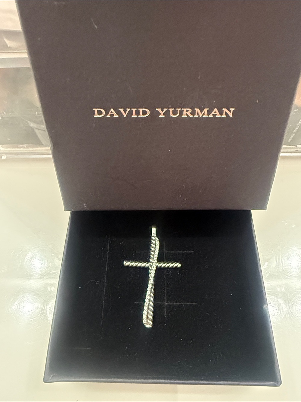 David Yurman Sterling Twisted Cable Cross Pendant